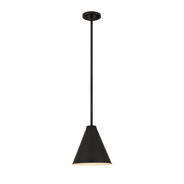 Z-Lite Eaton 1 Light Pendant, Matte Black 6011P12-MB - main